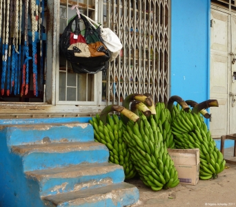 Bananas outside local shop, Uganda.