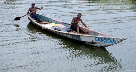 Fishermen on the Kazinga Channel, Queen Elizabeth National Park, Uganda.