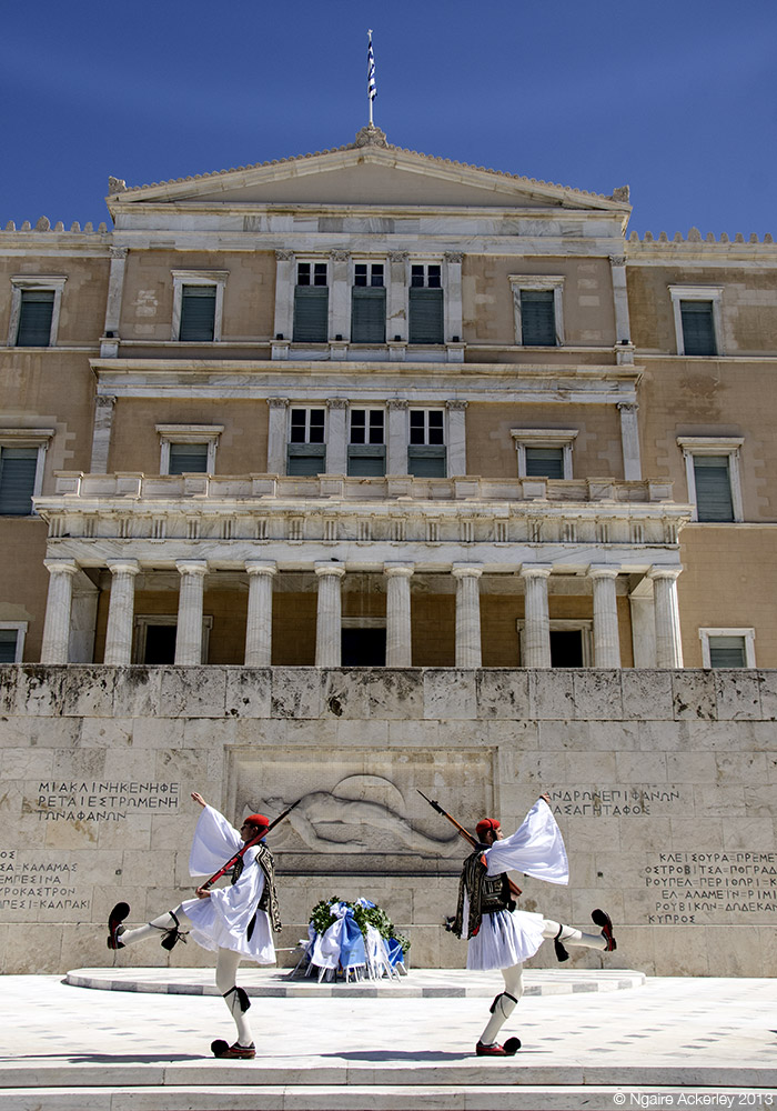 Guards outside Parliament in Athens, Greece
