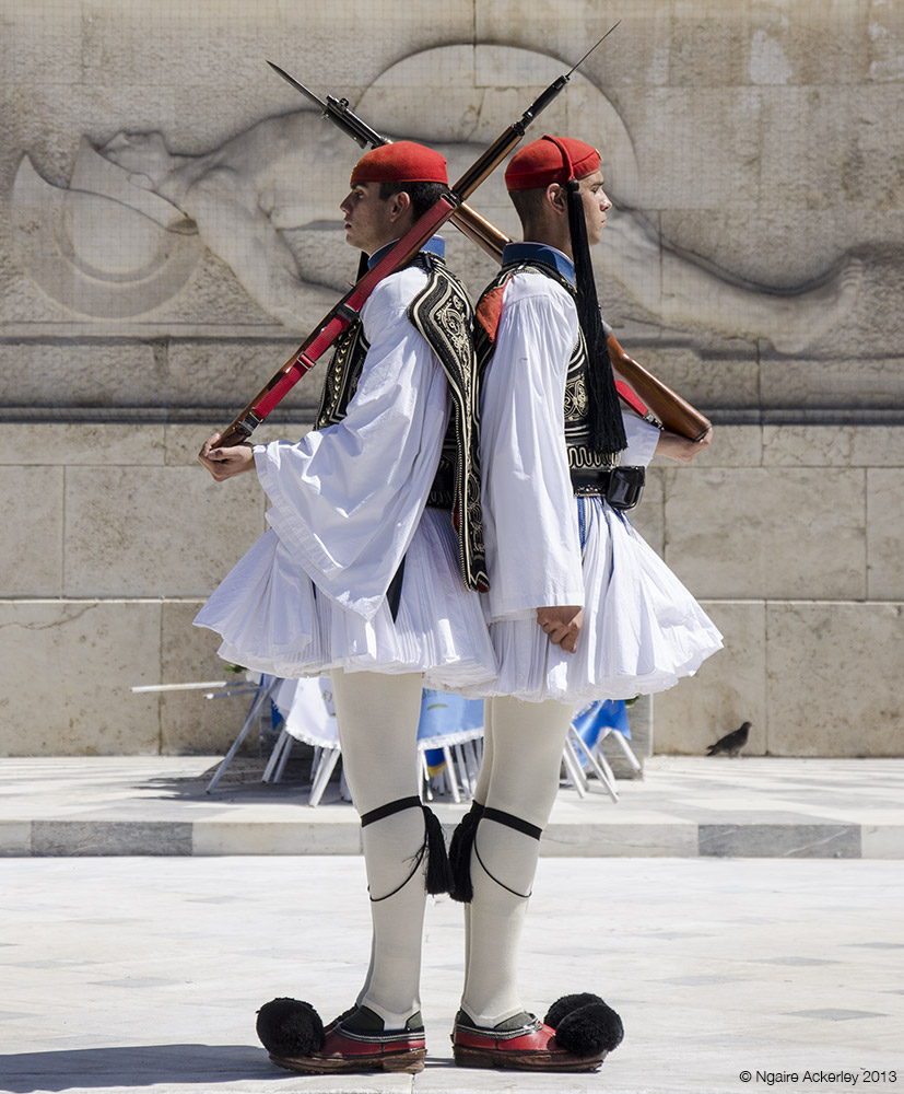 Guards outside Parliament in Athens, Greece