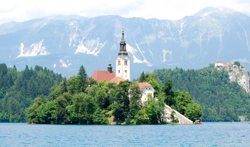 Island in Lake Bled, Slovenia