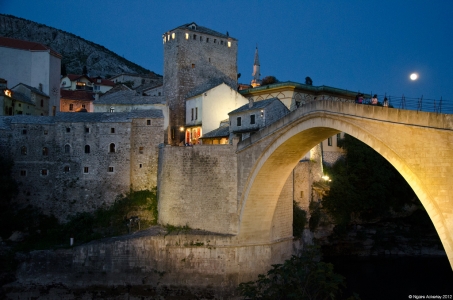 Old Bridge at night, Mostar, Bosnia and Herzegovina.