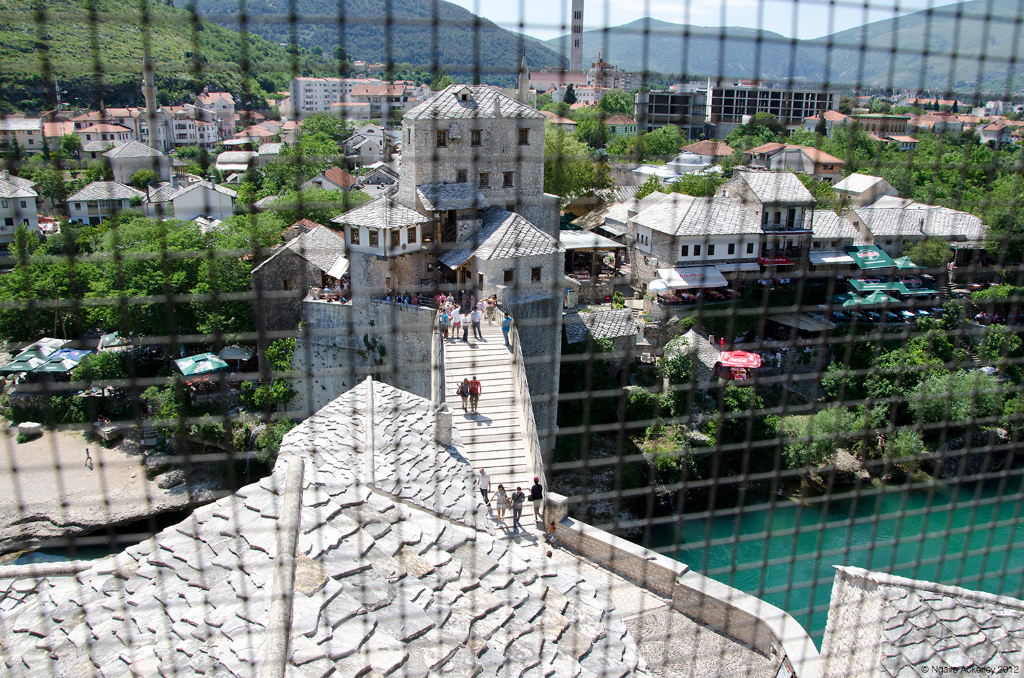 Mostar through wire, Bosnia and Herzegovina