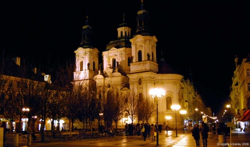 St. Nicholas Cathedral by night, Prague, Czech Republic.