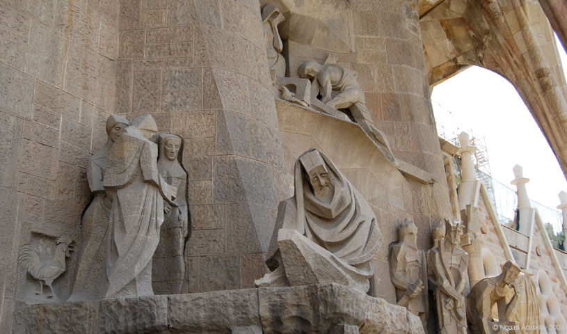 Cubist architecture of the Sagrada Familia, Barcelona, Spain.