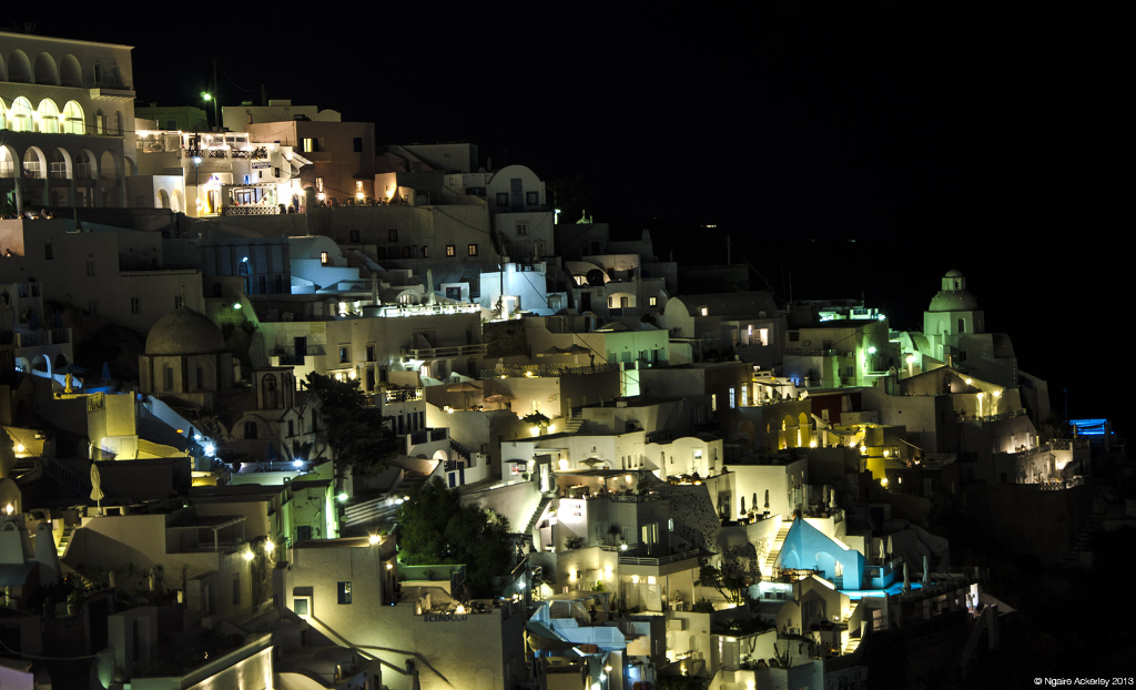 Santorini at night, Greece
