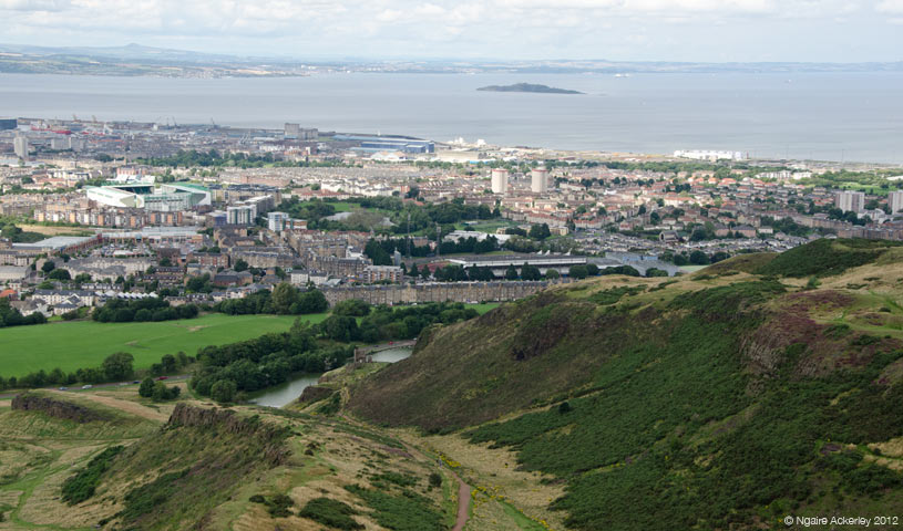 View over Edinburgh from Arthurs Seat. Scotland.