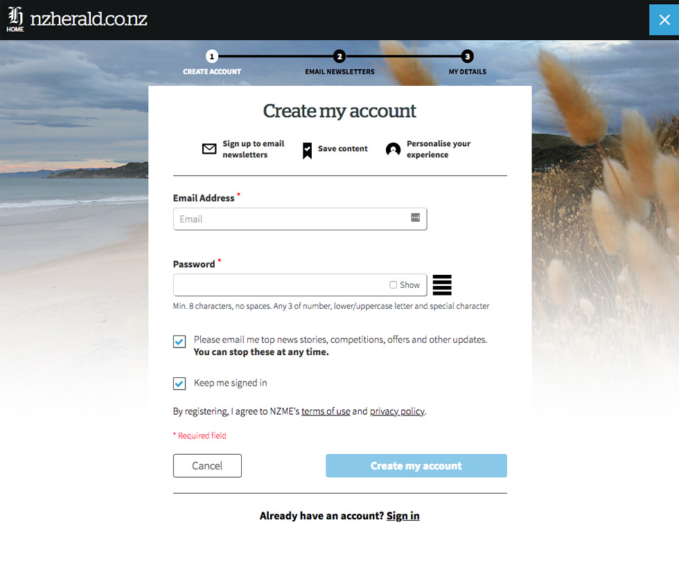 Create my account - nzherald.co.nz